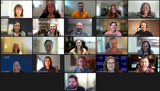 Zoom screen capture showing small photos of the 2023 Training Institute participants and facilitators