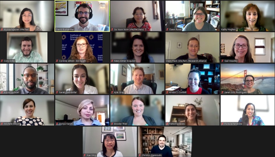 Zoom screen capture showing small photos of the 2022 Training Institute participants and facilitators
