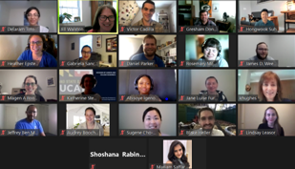 Zoom screen capture showing small photos of the 2021 Training Institute participants and facilitators